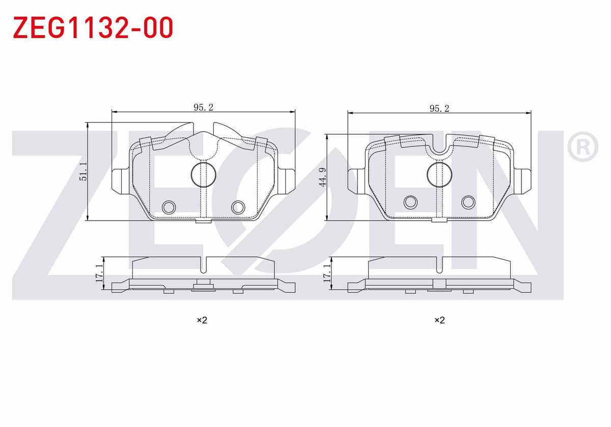 Zegen ZEG1132-00 Brake Pad Rear BMW 1 Series (E87) 116 i 2003-2012 / 118 i 2003-2012 / 120 i 2003-2012 / 1 Serie — Brake Pads