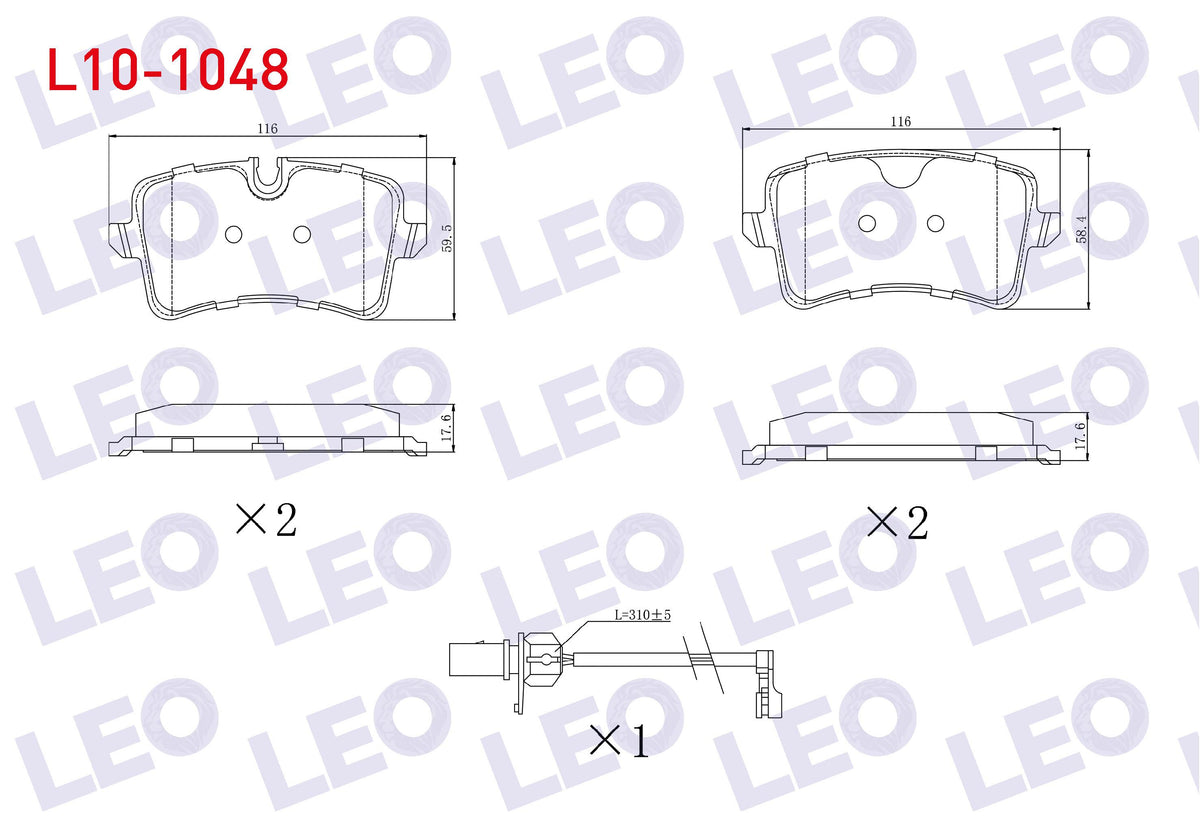 LEO L10-1048 Brake Pad Rear with Connector Audi A6 (4G2,C7) 2.0 TFSI 2010-/ 3.0 TDI 2010-/ 2.0 TDI 2010-/ A7 (4G — Brake Pads