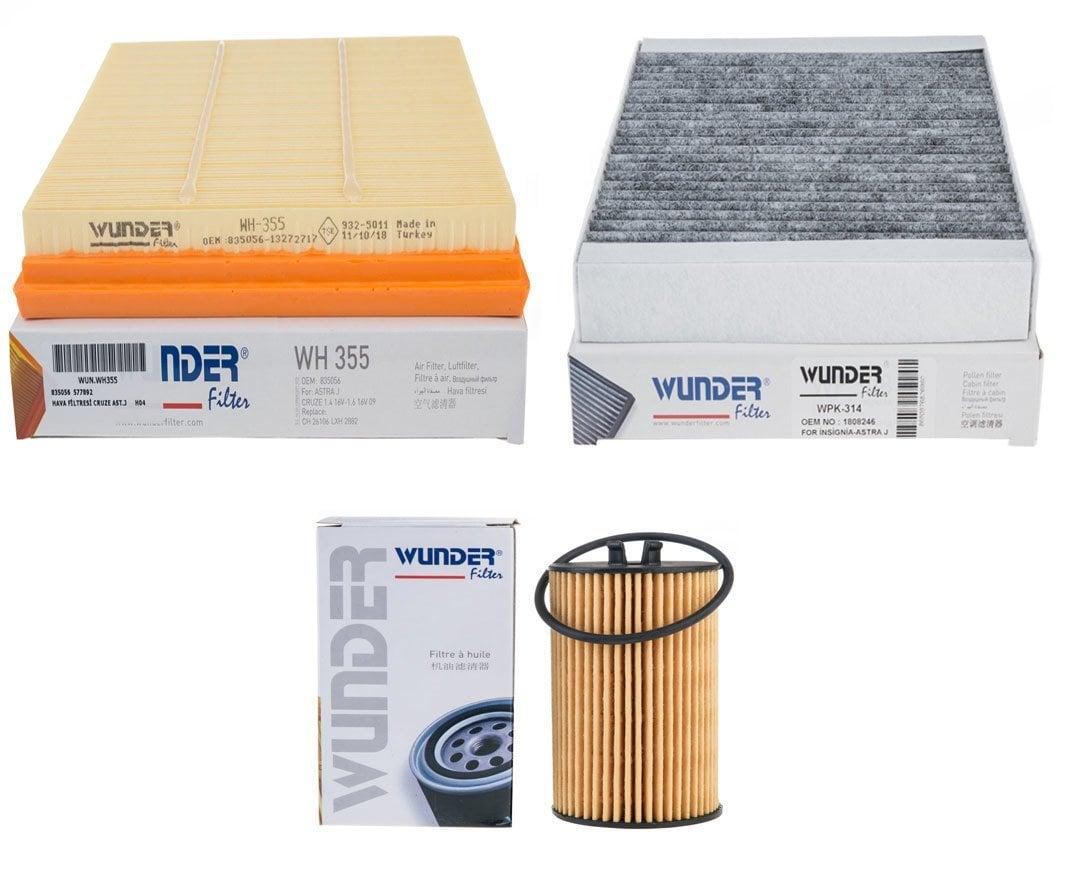 Wunder Opel Astra J 1.6 115 BG Maintenance Filter Set - Essential Filters for Opel Astra J Owner — Maintenance & Service Kits