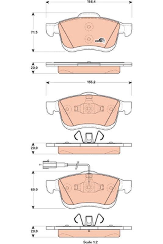 TRW GDB1864 Brake Pad Front Fiat Doblo II-III / Punto Evo / Opel Combo D / Lancia Delta III — Brake Pads