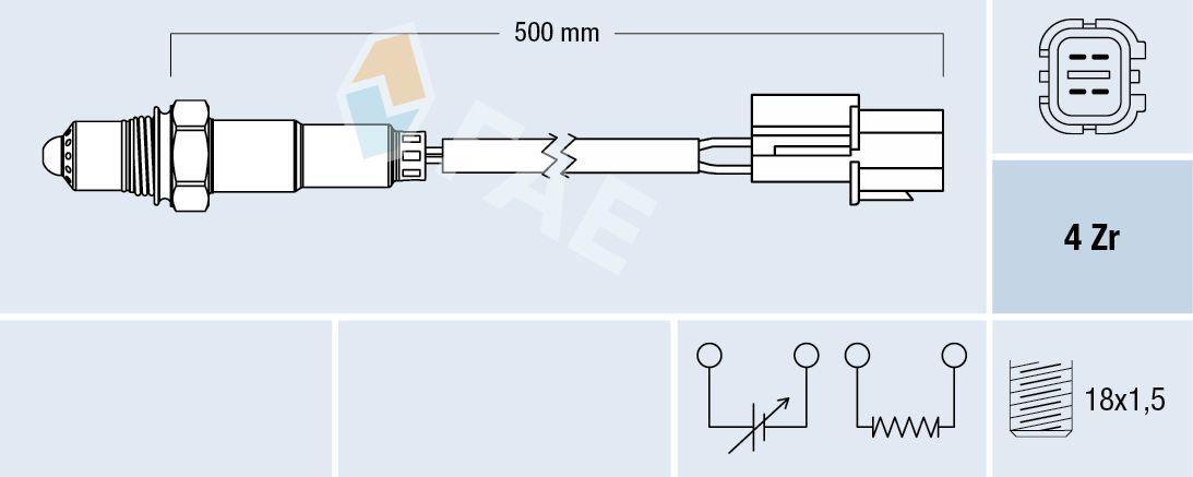 FAE 77344 Oxygen Sensor Chevrolet Aveo/Kalos 1.2 8V Kare Socket — Oxygen & Air-Fuel