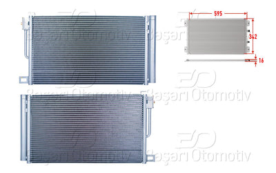 Wisco 1850119 A/C Condenser 595X342x16 Opel Adam Corsa D Peugeot Bipper Citroen Nemo Fiat Fiorino — Condensers & Evaporators