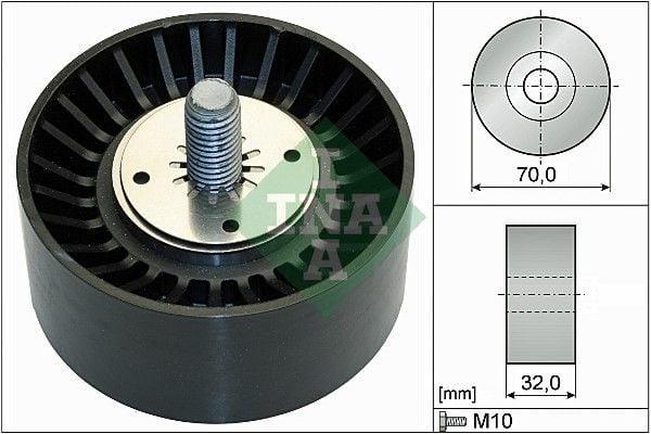 ina alternator v-belt tensioner pulley front view, ina alternator v-belt tensioner pulley side view INA Alternator V-Belt Tensioner Pulley - For Captiva, Cruze, Antara | 70 mm Diameter INA Alternator V-Belt Tensioner Pulley ina, alternator-pulley, v-belt-tensioner, auto-parts, automotive, vehicle-maintenance, engine-parts, car-repair, captiva-cruze, ai-generated