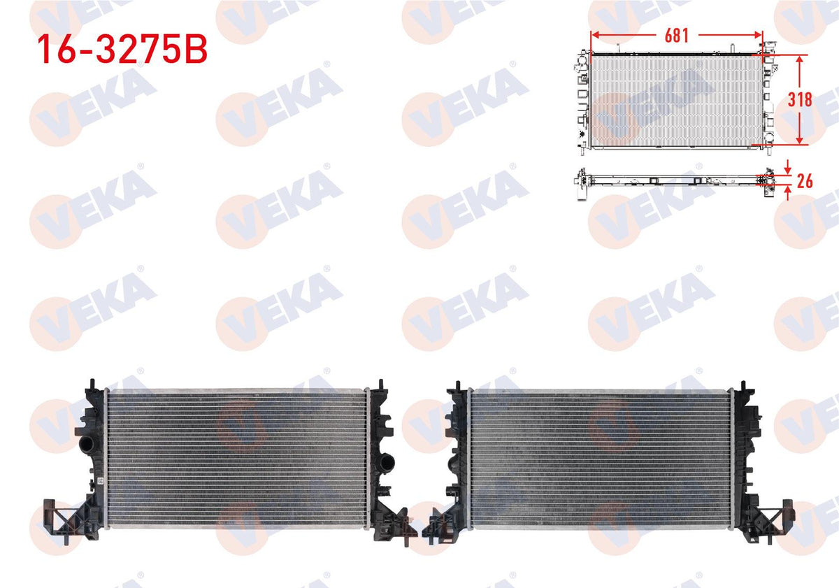 Veka 16-3275B Water Radiator Brazing Opel Astra K 1.6 CDTi M-T Ac + /-2015 — Radiators & Fans