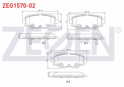 Zegen ZEG1570-02 Brake Pad Rear with Wear Indicator 13.8mm Mazda 3 (Bm) Skyactıve G100-G120-G165-D150 2013