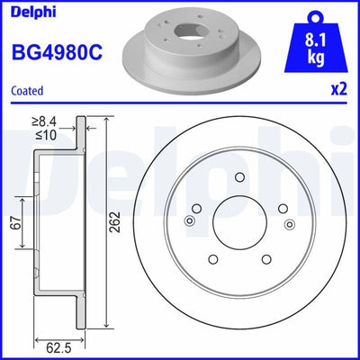 Delphi BG4980C Brake Disc (Twin Pack)-Painted, Deliksiz