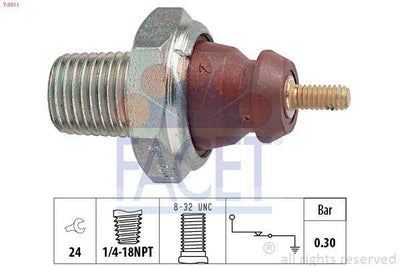 Facet 7.0011 Oil Pressure Switch Escort 89 > 99 Fiesta 89<95 Focus I 98 > 04 Mondeo 93 > 96 — Switches & Relays