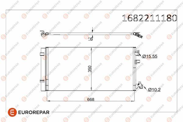 Eurorepar 1682211180 Psa / Erp A/C Condenser Fluence 1.5 dCi 1.6 dCi 1.6 16V 2.0 16V 10 — Condensers & Evaporators