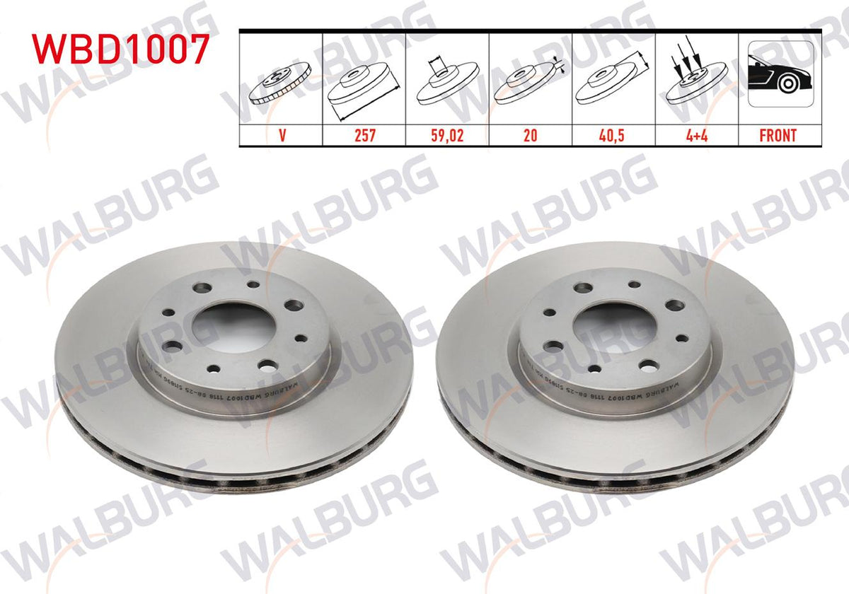 WALBURG WBD1007 Brake Disc Front Air 4 Bjn 257X20x59,02X40 — Brake Rotors & Drums