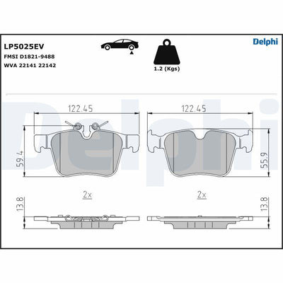Delphi LP5025EV Rear Brake Pad Jaguar I-Pace X590 Electric 18- — Brake Pads