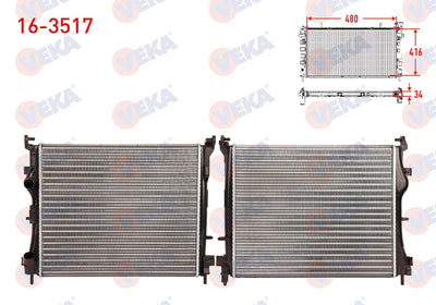 Veka 16-3517 Water Radiator Mechanical Renault Thalia II 1.5 dCi M-T 2008-2014 — Radiators & Fans