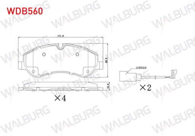 WALBURG WDB560 Brake Pad Front with Connector Ford Transit Custom (V362) 2.2 TDCi 2012-/ Transit (V363) 2.2 TDCi — Brake Pads