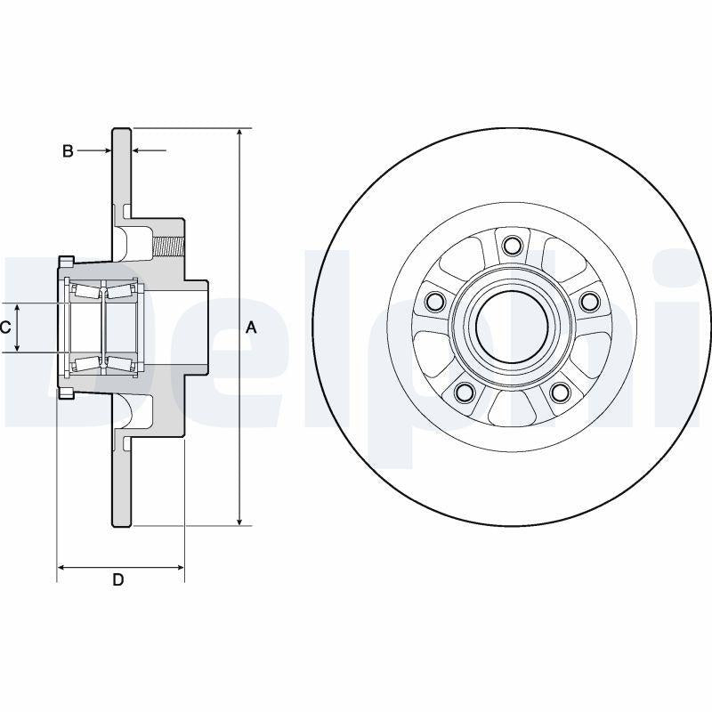 Delphi BG9190RSC Disc + Bearing Kit Rear (Ad) 14-Traffic 1.6Dci (1.Disc + 1.Rlm) + ABS Ring — Brake Sensors & ABS