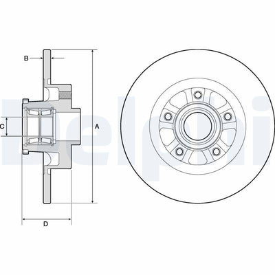 Delphi BG9190RSC Disc + Bearing Kit Rear (Ad) 14-Traffic 1.6Dci (1.Disc + 1.Rlm) + ABS Ring — Brake Sensors & ABS