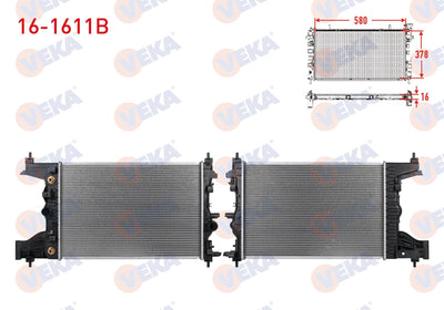 Veka 16-1611B Water Radiator Brazing Opel Astra J 1.6i A-T 2009-2016 — Radiators & Fans