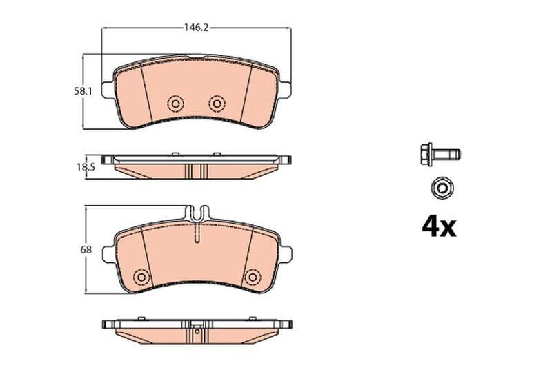 TRW GDB2079 Brake Pads - Rear for Mercedes Models 222, 205, 231