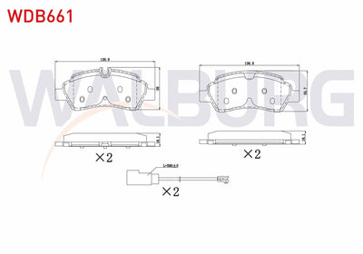 WALBURG WDB661 Brake Pad with Connector Rear Ford Transit (Pair Wheel) 2.2 TDCi 17.00mm 2014 — Brake Pads
