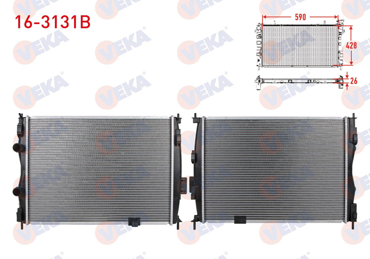 Veka 16-3131B Water Radiator Brazing Nissan Qashqai (J10) 1.6i M-T 2007-2014 — Radiators & Fans