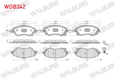 WALBURG WDB342 Brake Pad Front Opel Corsa C 1.3 CDTi 2000-2006 / Corsa C 1.0 2000-2006 / Corsa C 1.2 2000-2006 / — Brake Pads