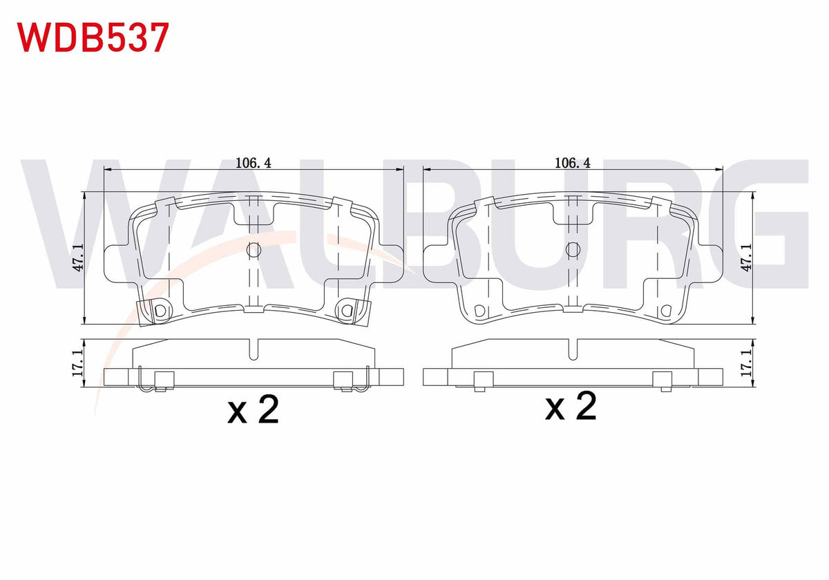 WALBURG WDB537 Brake Pad Rear with Wear Indicator Opel Insignia 1.6 16-17-18 Rim 2008-/ 1.6 T 2008-/ 2.0 CDTi 130 Hp 2008-/ 2.0 T 2008-/ 2.8 V6 2008