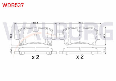 WALBURG WDB537 Brake Pad Rear with Wear Indicator Opel Insignia 1.6 16-17-18 Rim 2008-/ 1.6 T 2008-/ 2.0 CDTi 130 Hp 2008-/ 2.0 T 2008-/ 2.8 V6 2008