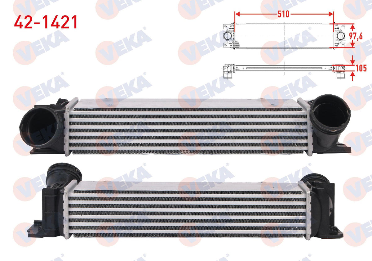 Veka 42-1421 Turbo Radiator (Intercooler) BMW 3 (E90) 325 D 197 Hp 2006-2010 — Radiators & Fans