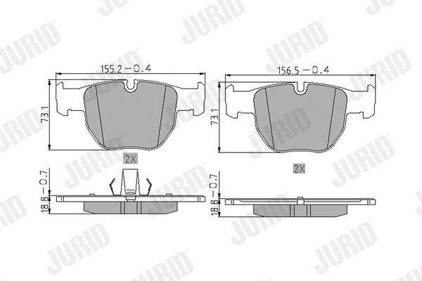 jurid brake pads for range rover iii, technical specifications of jurid brake pads, packaging of jurid brake pad set JURID Brake Pads - Range Rover III 3.0 Td6 Front Set for Vehicle Owners & Mechanics | 19.1 mm Thickness JURID Brake Pads for Range Rover III - Front Set jurid, brake-pads, range-rover, 3-0-td6, vehicle-parts, car-maintenance, mechanics, car-enthusiasts, front-brake-set, ai-generated
