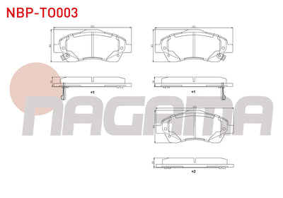 NAGAMA NBP-TO003 Brake Pad Front with Wear Indicator Toyota Avensis (T25) 1.6 Vvt-I 2003-2008 / Toyota Avensis (T25) 1.8 2003-2008 / Toyota Avensis (T25) 2.0 D-4D 2003-2008