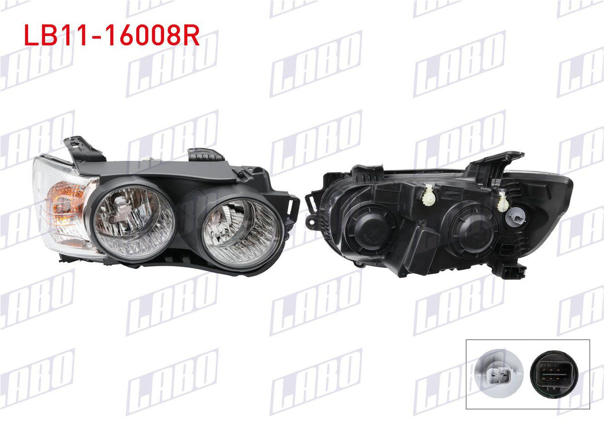 LABO LB11-16008R Headlight Right Black with Ring Chevrolet Aveo (T300) 2011 — Headlights