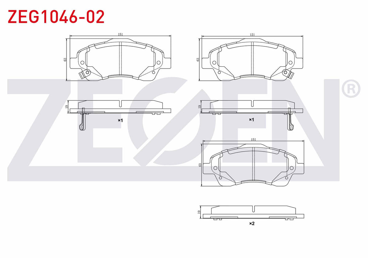 Zegen ZEG1046-02 Brake Pad Front with Wear Indicator Toyota Avensis (T25) 1.6 Vvt-I 2003-2008 / Toyota Avensis ( — Brake Pads