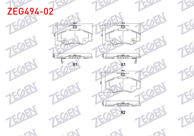 Zegen ZEG494-02 Brake Pad Front with Wear Indicator Hyundai H100 2.5 D 1993-2004 — Brake Pads