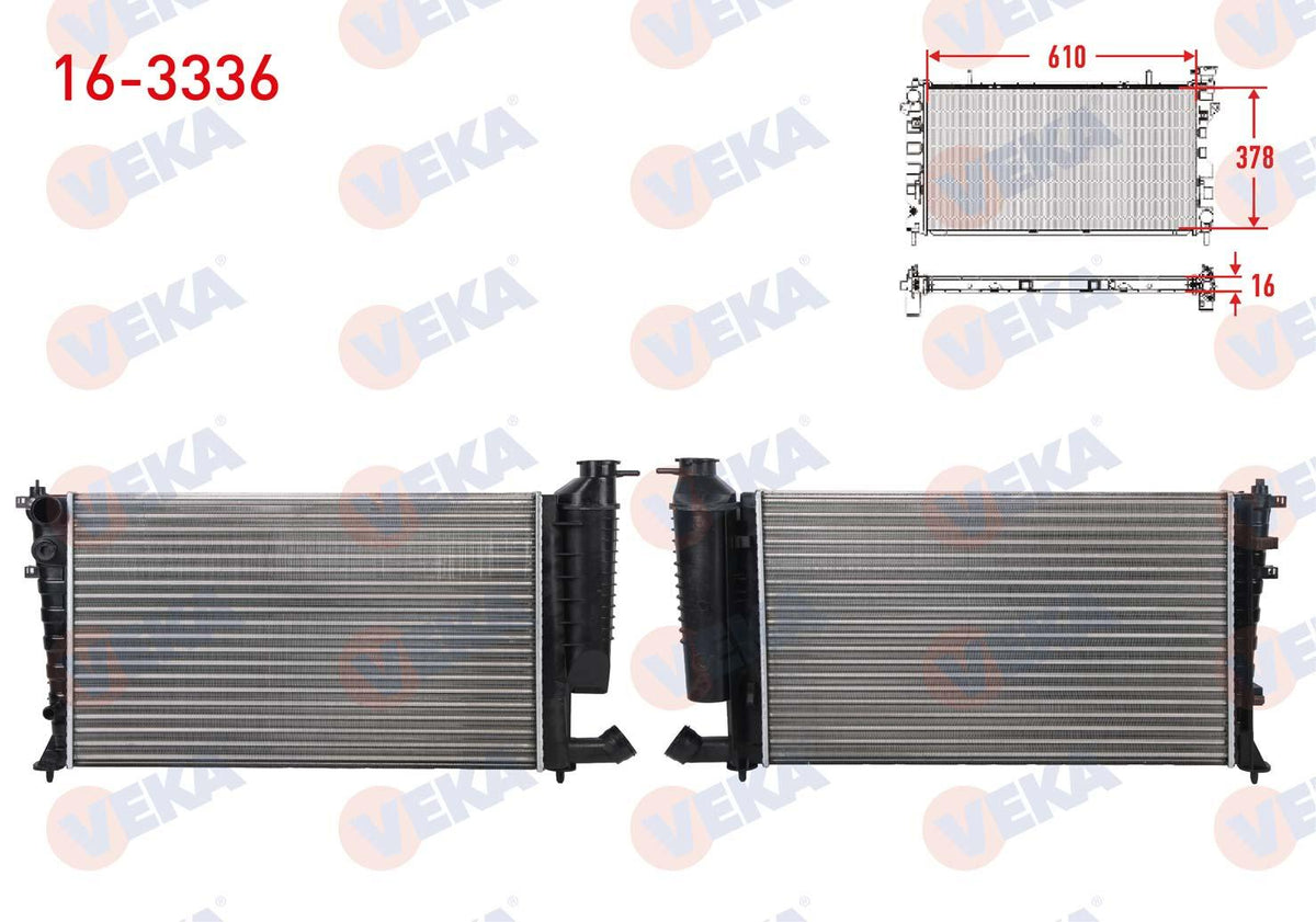 Veka 16-3336 Water Radiator Mechanical Peugeot 306 (7B,N3,N5) 1.8i A-T Ac + / 1993-2002 — Radiators & Fans