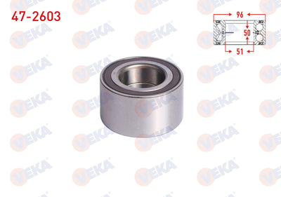 Veka 47-2603 Front Wheel Bearing Left-Right with ABS 51X96x50 Audi Q7 3.0 TDI 06-15 / VW Touareg 3.0 V6 TDI — Wheel Bearings