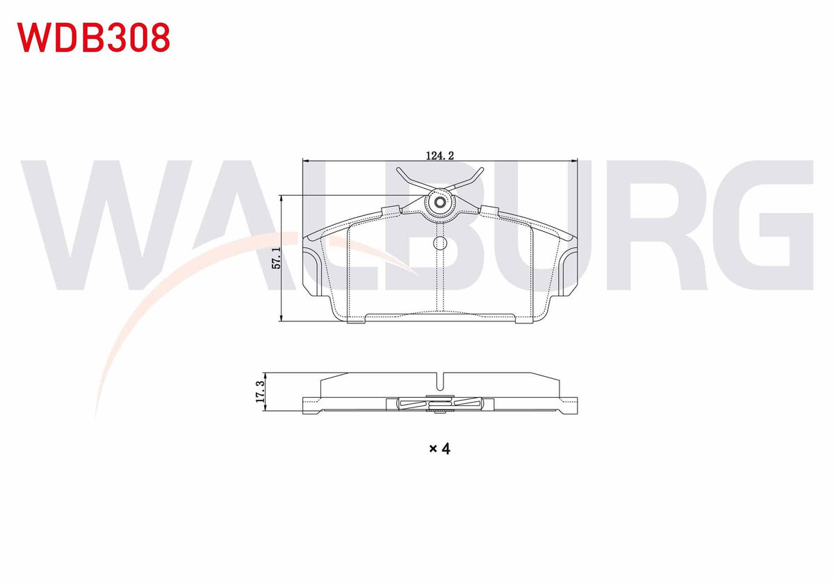 WALBURG WDB308 Brake Pad Front Nissan Primera 1.6i 16V 1996-2001 / 1.8i 16V 1996-2001 / 2.0i 16V 1996-2001 / 2.0 — Brake Pads