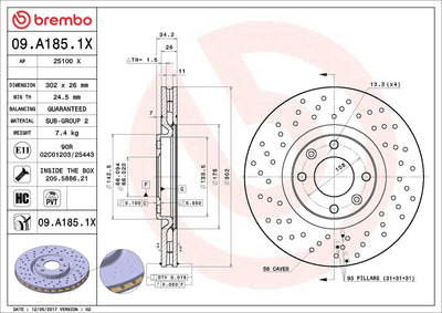 Brembo 09.A185.1X Brake Disc Front & Rear Xtra Opel — Brake Rotors & Drums