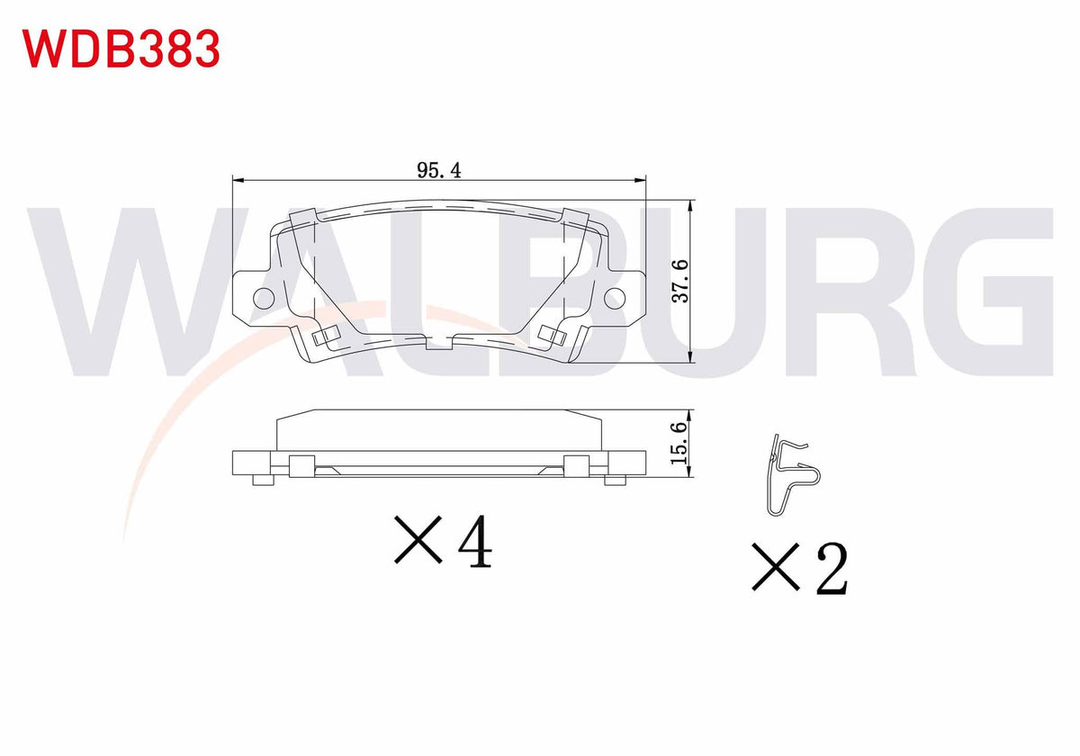 WALBURG WDB383 Brake Pad Rear with Wear Indicator Toyota Corolla 1.4 Vvt-I 2002-2007 / Corolla 1.6 Vvt-I 2002-20 — Brake Pads