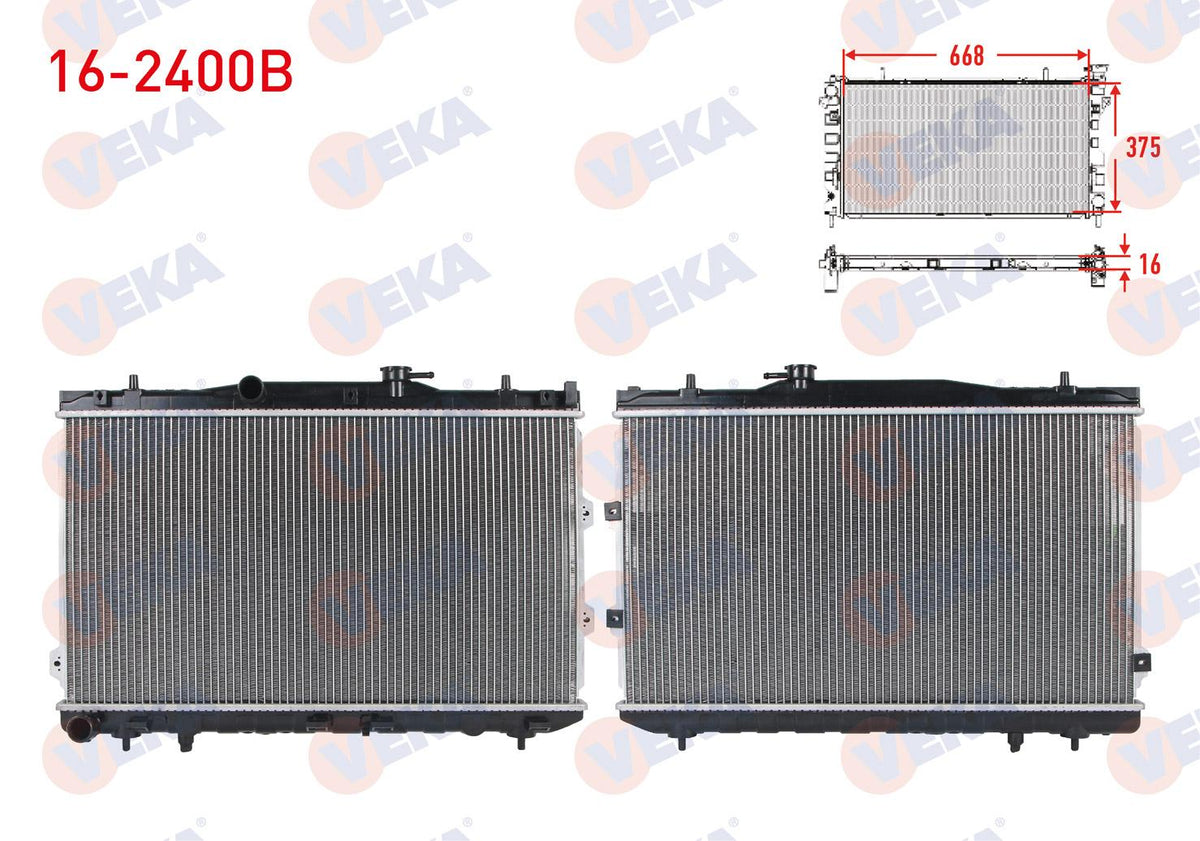Veka 16-2400B Su Radiator Brazing Kia Cerato 1.6I 16V M-T with Cover 2004 — Radiators & Fans