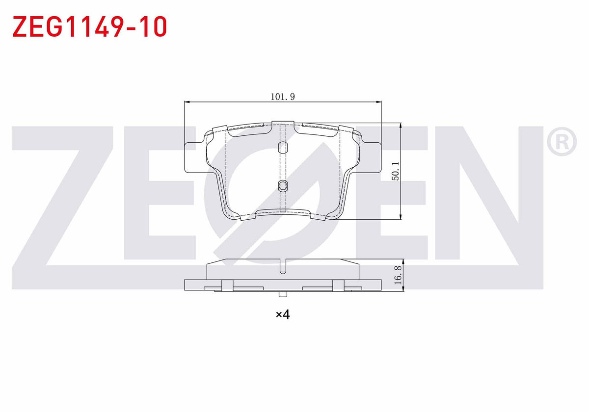 Zegen ZEG1149-10 Brake Pad Rear Ford Mondeo III 2.0i 16V 2000-2007 / Mondeo III 2.2 TDCi 2000-2007 / Mondeo III — Brake Pads