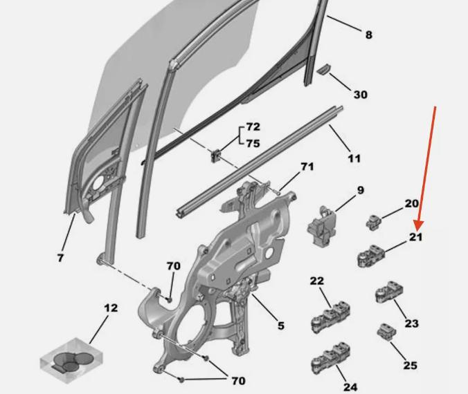 Peugeot 308 T9 2019 - 2024 Original Window Switch for Car Owners and Peugeot Enthusiasts — Switches & Relays