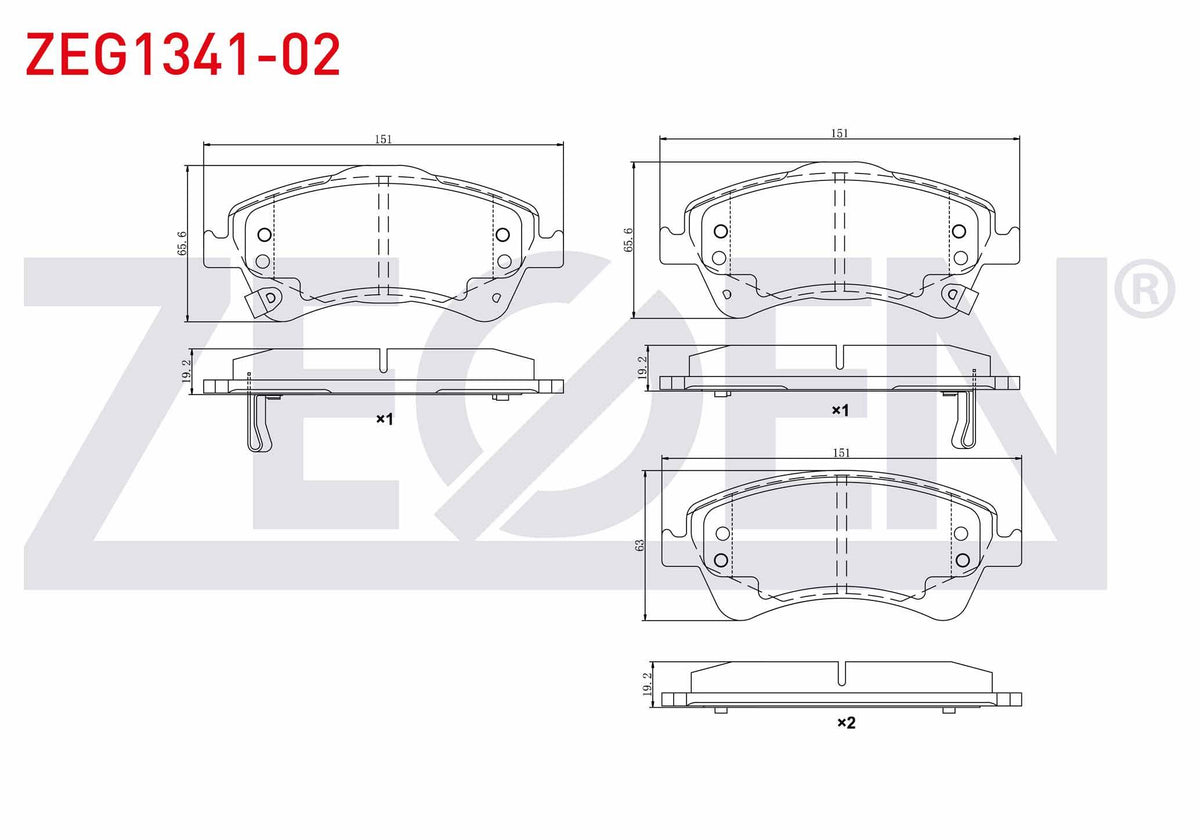 Zegen ZEG1341-02 Brake Pad Front with Wear Indicator Toyota Avensis (T27) 1.6i 2009-/ Avensis (T27) 1.8i 2009-/ — Brake Pads