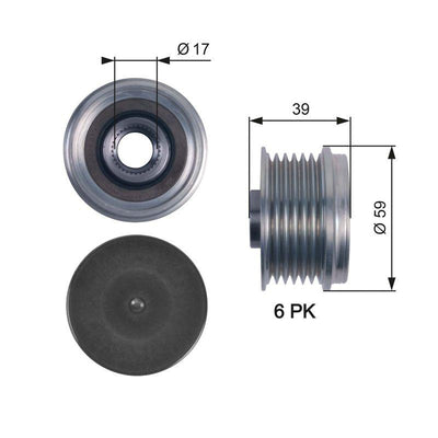 Gates OAP7113 Alternator Pulley Fiat-Opel 1.3Mjet *Z13dth* *Denso Type* *P.H** — Starting & Charging