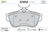 VALEO 670005 Brake Pad Rear - Compatible with 07-Expert-Scd-Jpy 1.6-2.0Hdi + ABS — Brake Pads