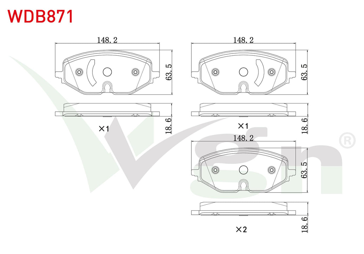 WALBURG WDB871 Brake Pad Front VW Golf VIII 2020-/ Skoda Octavia IV 2019-/ Seat Leon 2019 — Brake Pads