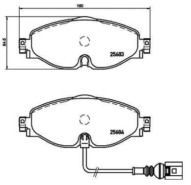 MGA 55563 Front Brake Pad-Kablolu-(VW Caddy 16-Golf 13-T-Roc 18-Audi A3 13-Seat Leon 13-Skoda Octavia 13 -) — Brake Pads