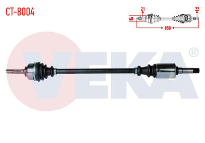Veka CT-8004 Complete Axle Right Front Citroen C3 (Fc) 1.4 HDi 70Hp with Spring Type Ma Transmissi — Axles, CV Joints & Boots