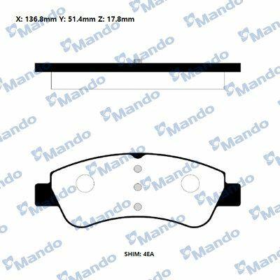 MANDO RMPP05NS Brake Pads - Front Axle, ECE R90 Approved