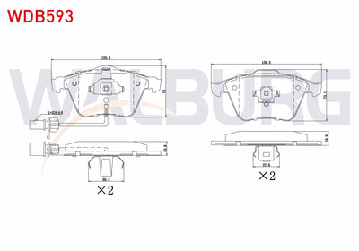 WALBURG WDB593 Brake Pad Front with Connector Audi A8 2.8 2003-2010 / A8 4.2 V8 TDI 2003-2010 / A8 3.0 TFSI 2003 — Brake Pads