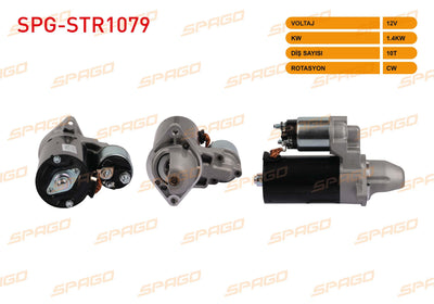 SPAGO SPG-STR1079 Starter Motor 12V 1.4Kw 10 Outer Cw Doblo 10-23-Fiorino 10-24-Egea 15-24 (1.3 Mjt Sta — Starting & Charging