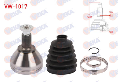 Veka VW-1017 CV Joint Left Front Outer Length 123,5mm Volkswagen Polo — Axles, CV Joints & Boots