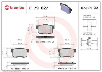 Brembo P79027 Brake Pad Rear Low-Met Fiat — Brake Pads